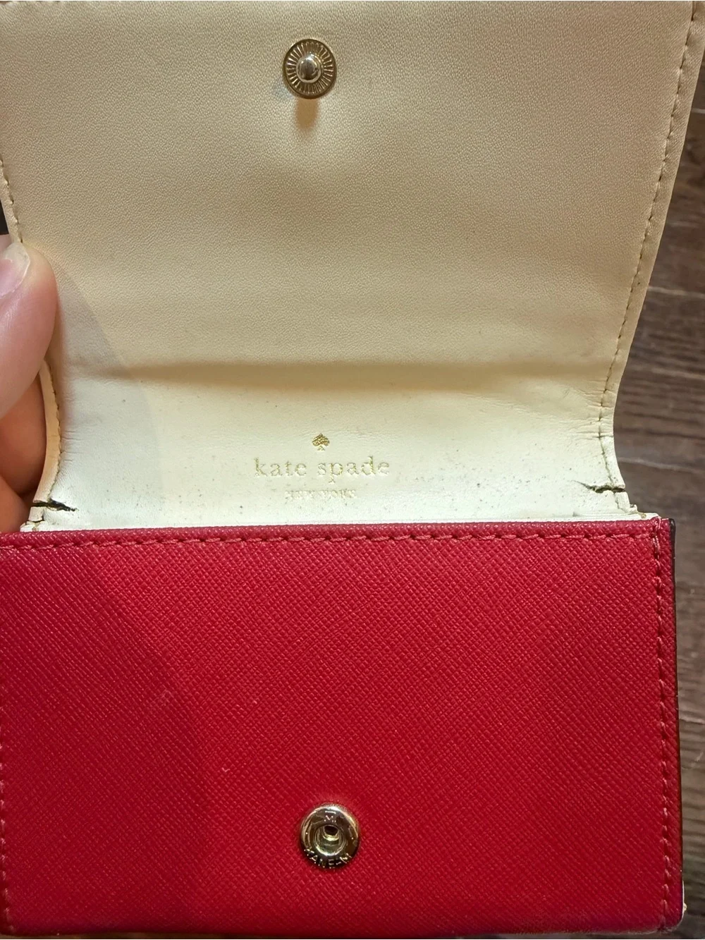 kate spade Red Saffiano Compact Trifold Wallet